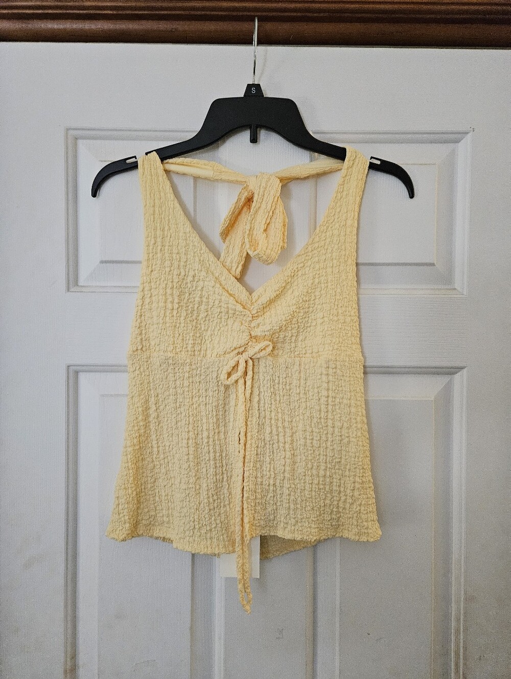 See You Monday Pale Yellow Textured Tie-Back Camisole XL